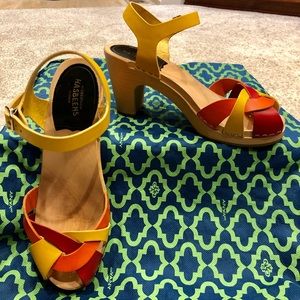 Swedish Hasbeens clog sandal heels. 37 EUC
